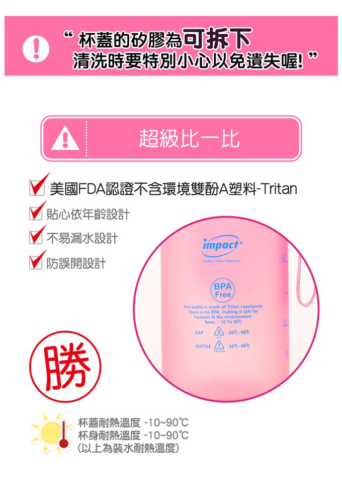 怡寶 | 小美人魚彈蓋兒童水壺/水杯(500ML)-粉色