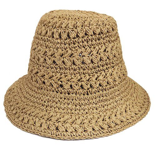 日本 Chepeli - 鐘型手工編織遮陽帽-麻花編織-卡其