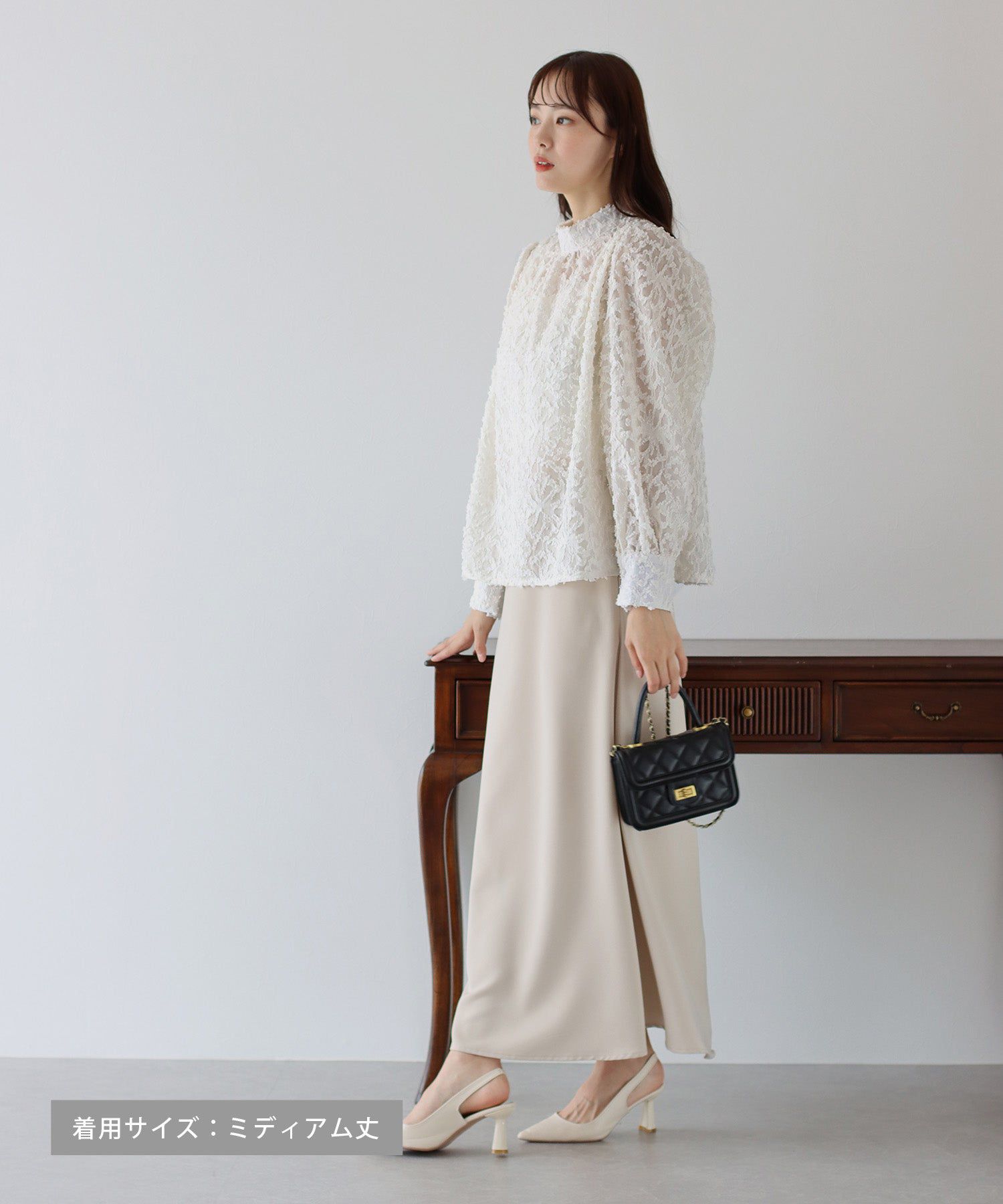 日本 BLUE EAST - 歐風浪漫花朵氣球長袖襯衫-奶茶