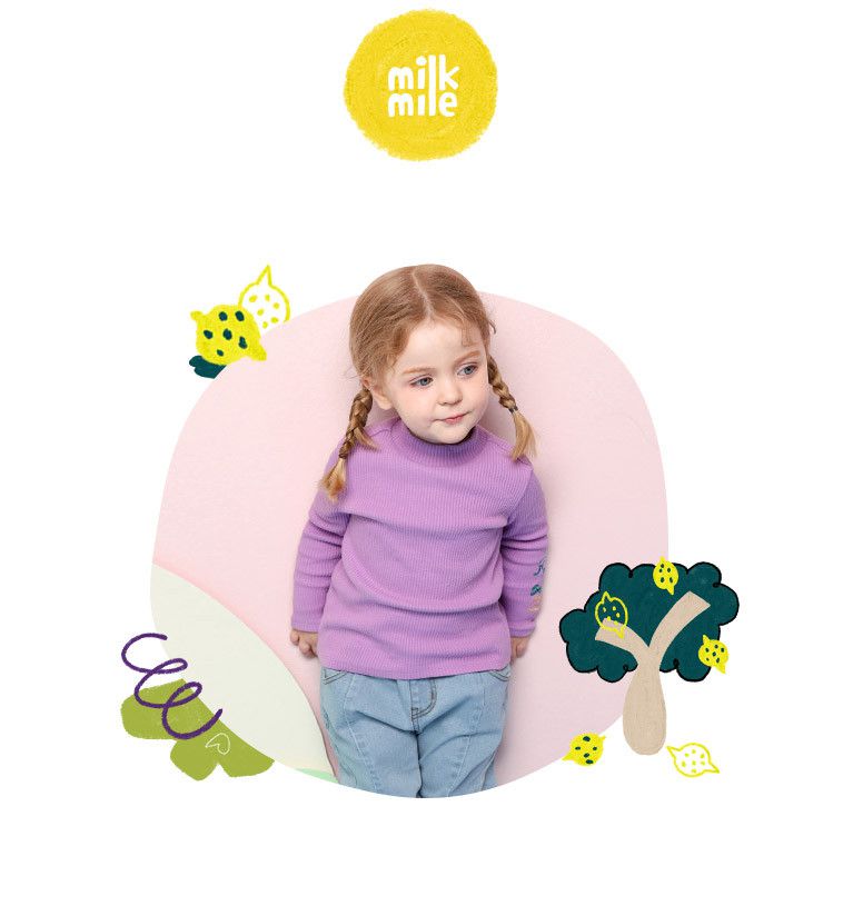 韓國 milk mile - 直條紋半高領T恤-紫