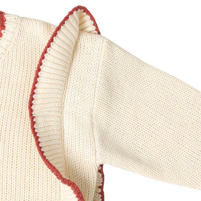 akachan honpo - 針織休閒上衣-荷葉邊-白色