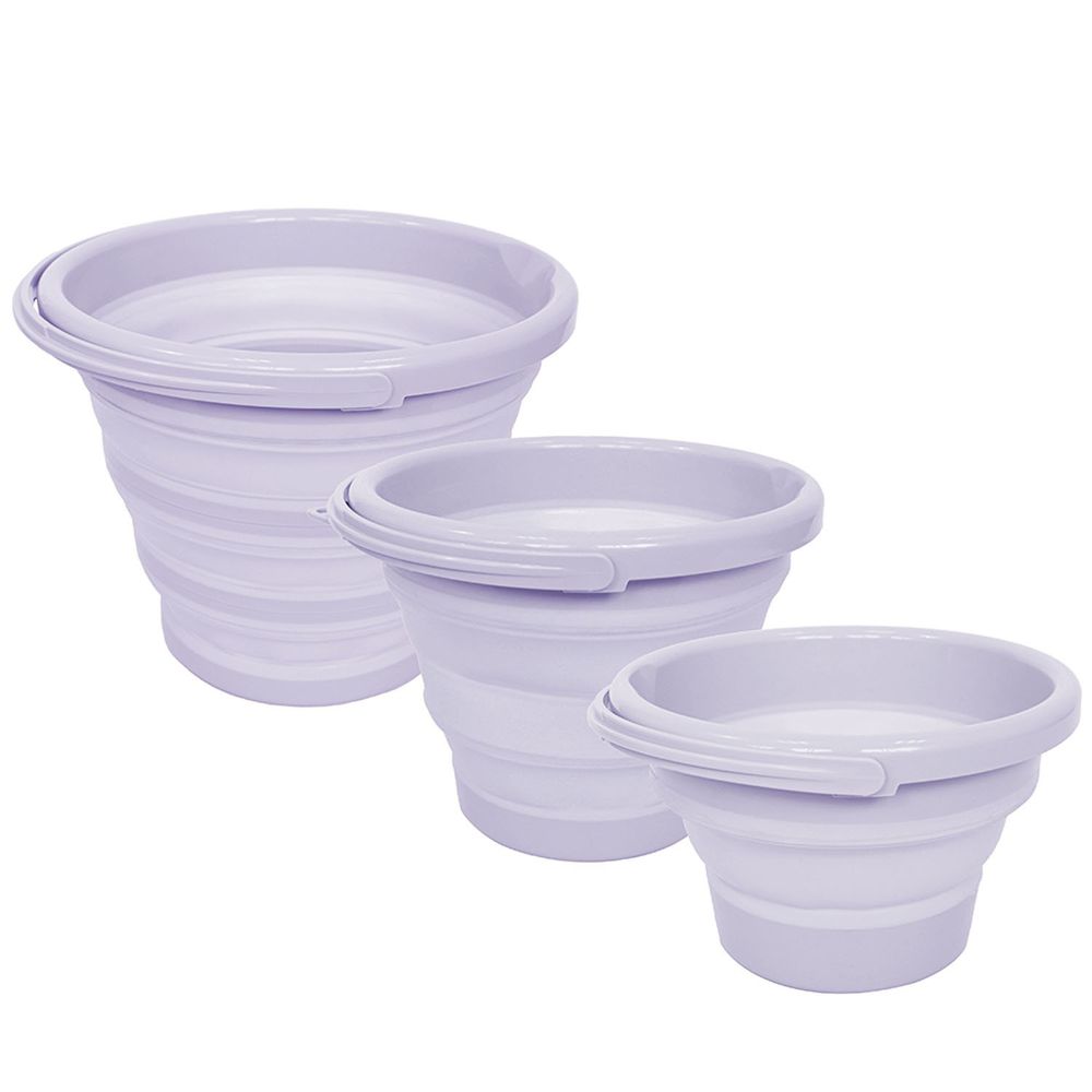 KINYO - 輕巧摺疊桶三件組-紫色-LP3161PU