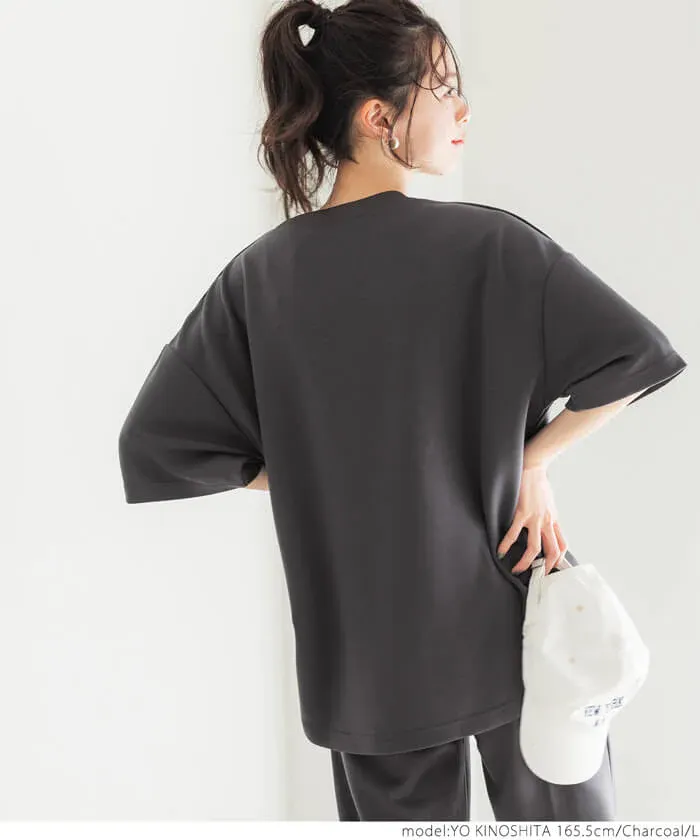 日本 COCA - 新感覺系列 輕盈落肩寬袖上衣-灰藍