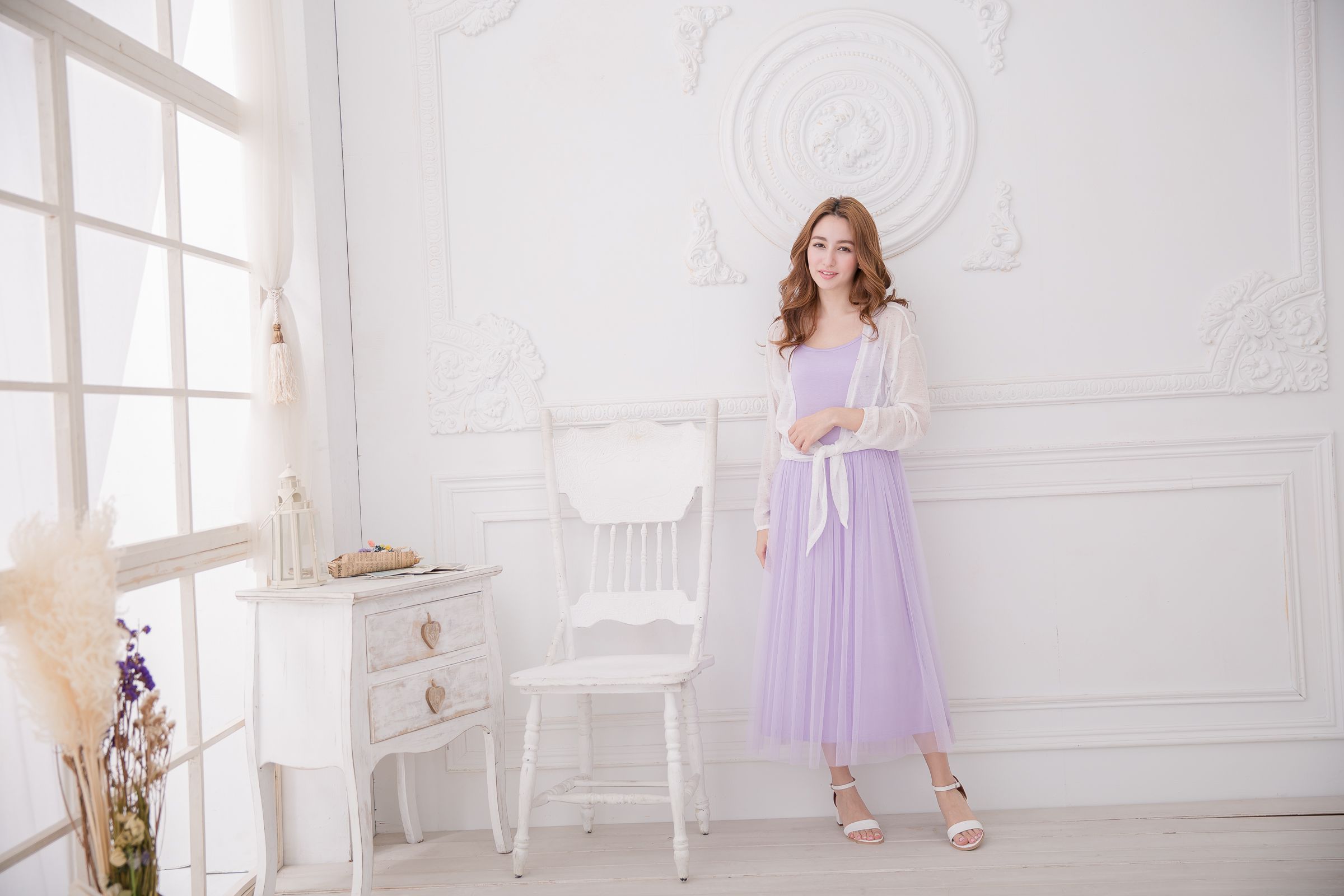 Peachy - 獨家訂製綿柔連身紗裙-細肩帶連身款-薰衣草紫 (F)