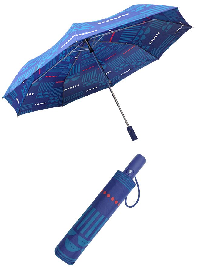 Rainstory - 抗UV雙人自動開收傘-深藍普普-480g