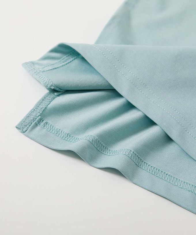 日本 devirock - 接觸涼感 落肩廓形素色短袖上衣-淺紫