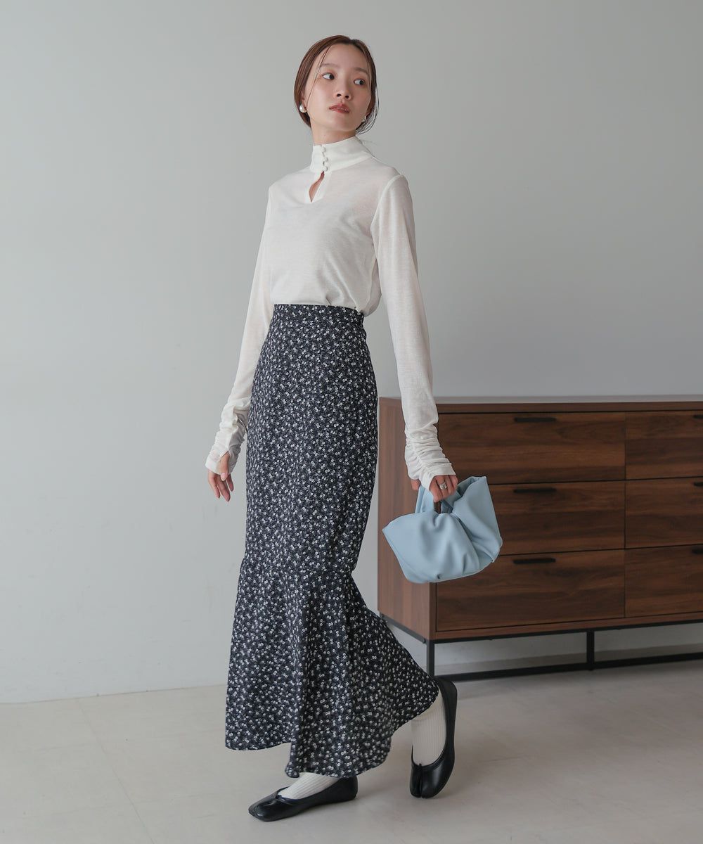 日本 Bab - 2WAY立領排扣薄長袖上衣-淺綠