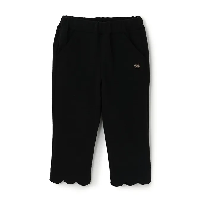 日本 Lycee mine - 下擺可愛貝殼彈力七分褲-黑