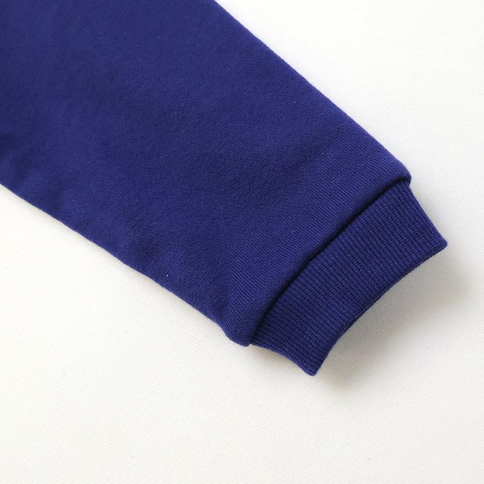 日本 ZOOLAND - 春季出遊印花裏毛長袖上衣-刺繡前口袋-海軍藍