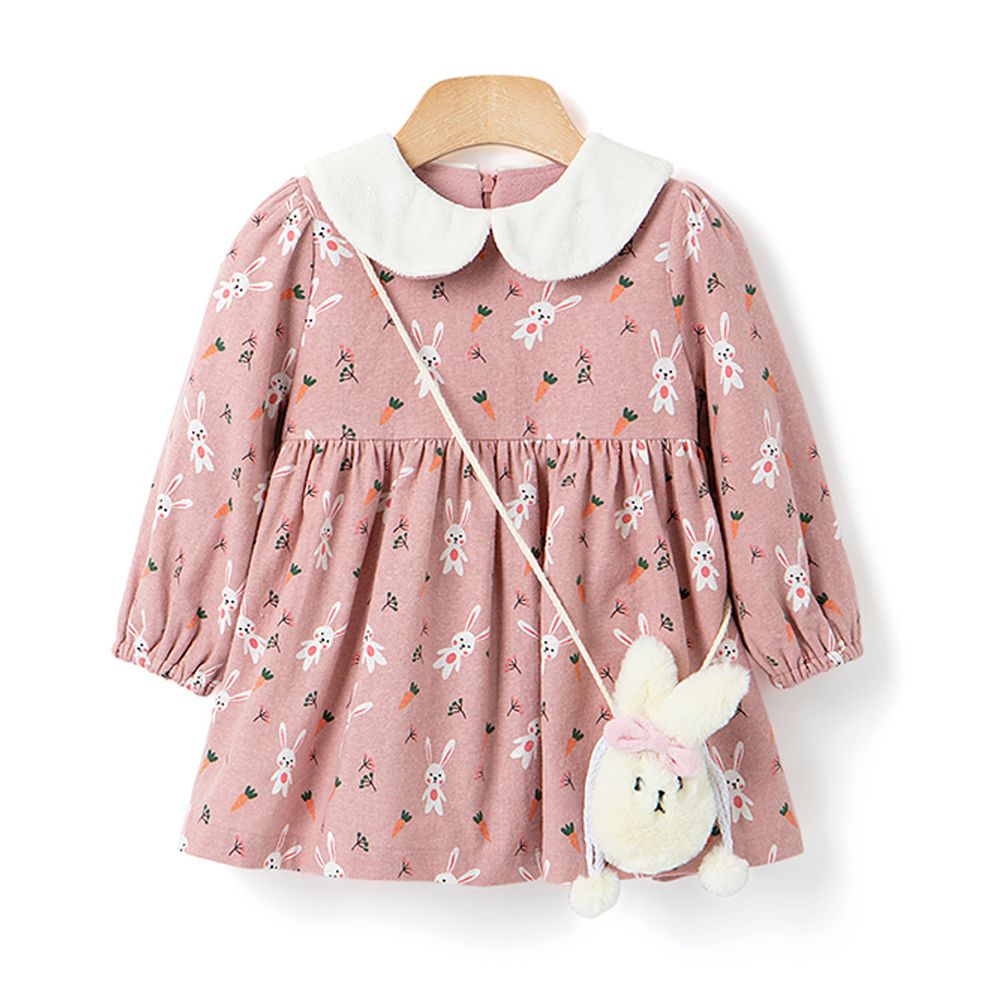 韓國 OZKIZ - (內磨毛,附包包)小兔好朋友洋裝