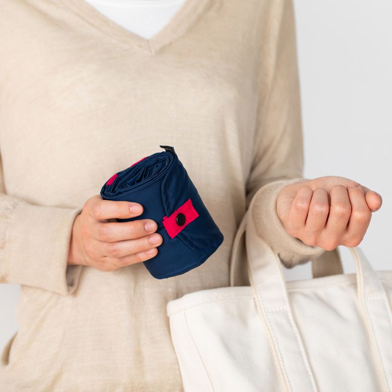 日本 MARNA - Shupatto 秒收摺疊購物袋(可掛購物籃)-海軍藍 (L(50x38cm))-耐重15kg / 31.4L