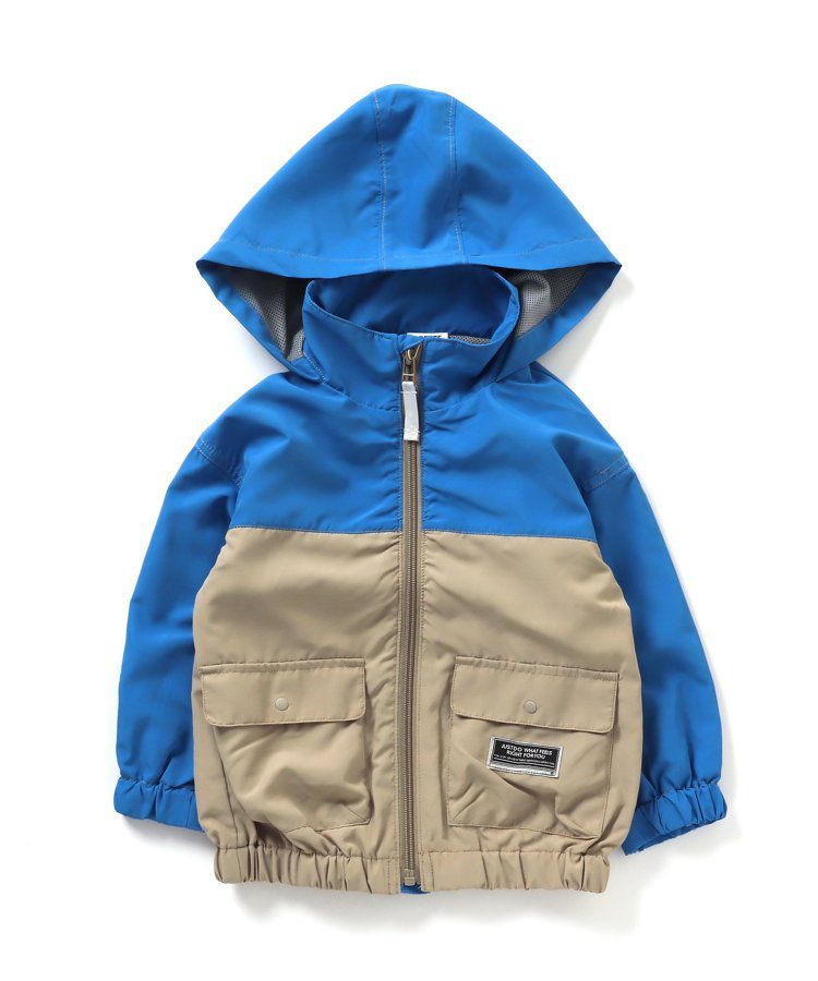 日本 BREEZE - 潑水加工 繽紛連帽防風外套-萊姆