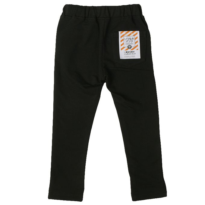 akachan honpo - 10分長經典褲 裏起毛-一般合身款-黑色