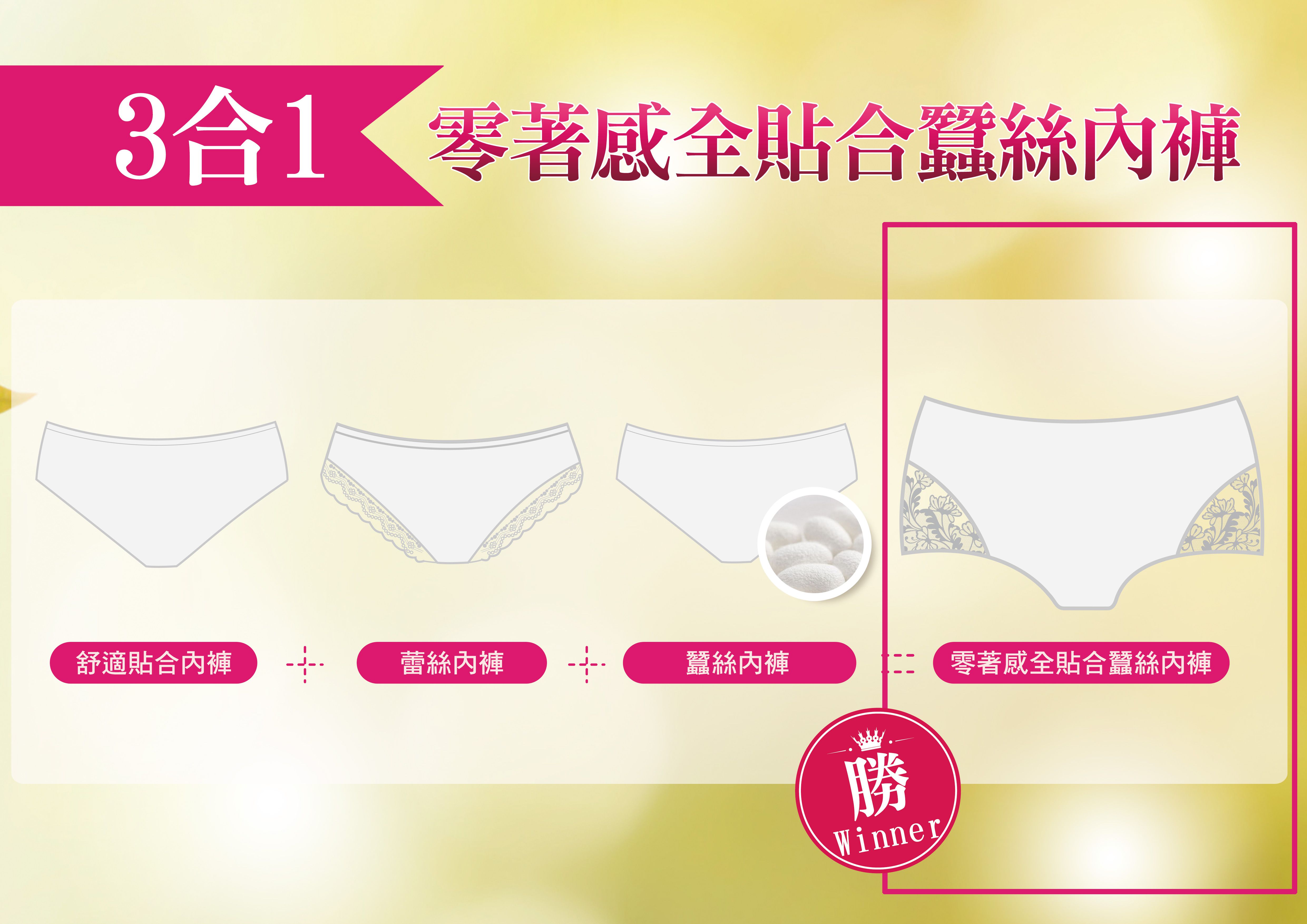 香茉 CHANMODE - 3D隱形臀杯貼合無痕蠶絲內褲-貼合內褲款-粉/膚/灰-內褲x3件