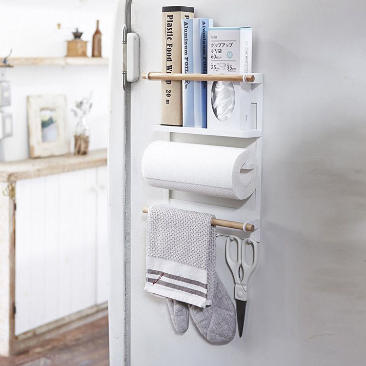 磁吸式冰箱側壁三層收納置物架-白色