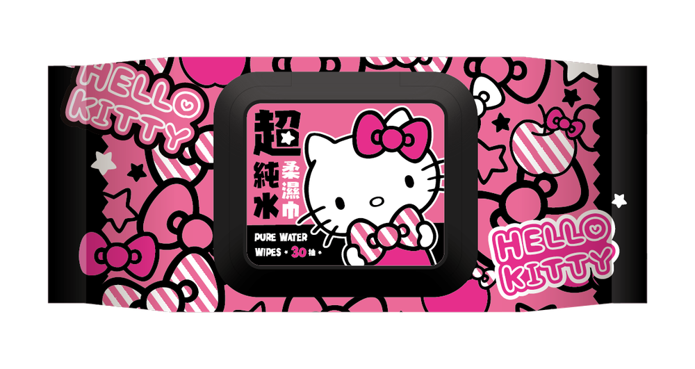 HELLO KITTY - Hello Kitty純水濕紙巾(加蓋)-30抽(箱購)-36包/箱