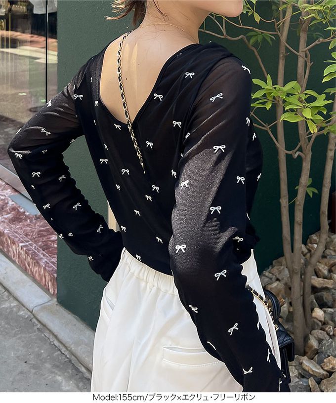 日本 Kobe Lettuce - 前後2way 植絨透膚長袖上衣-(可選圖案)-白