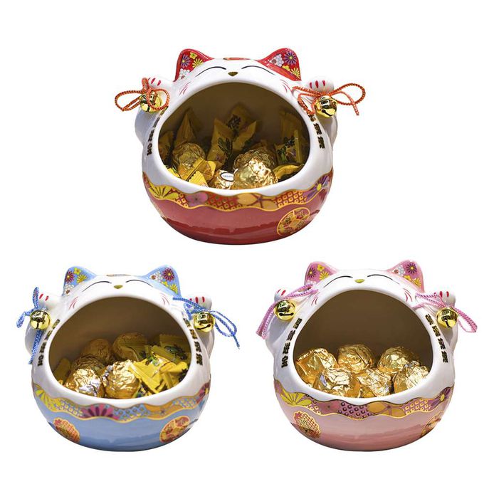 MODACore 摩達客 - 摩達客◉春節開運◉大口招財貓糖果收納擺飾聚寶盆-紅色