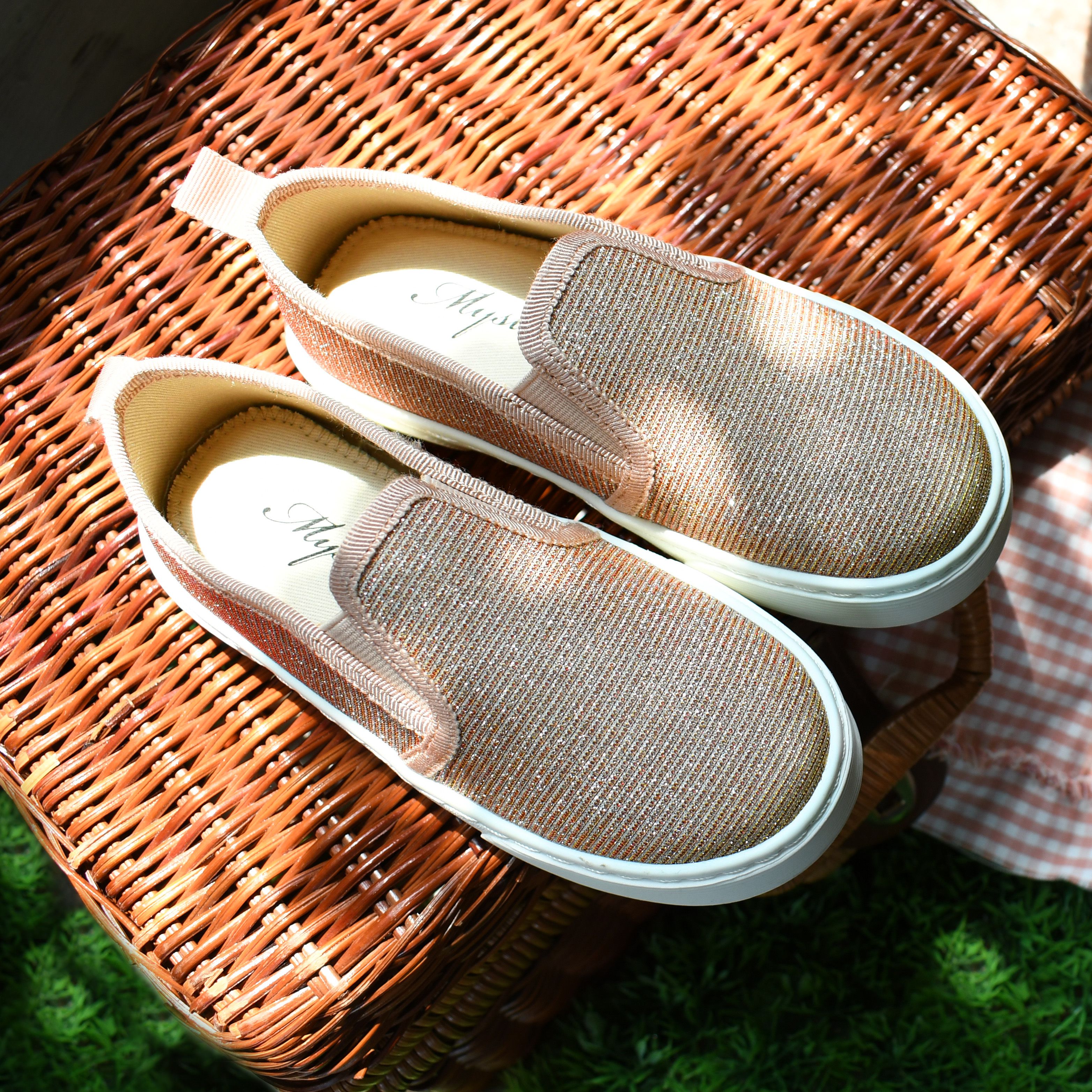 MYSTOCK - 舒適厚底休閒童鞋-GOLD+PINK