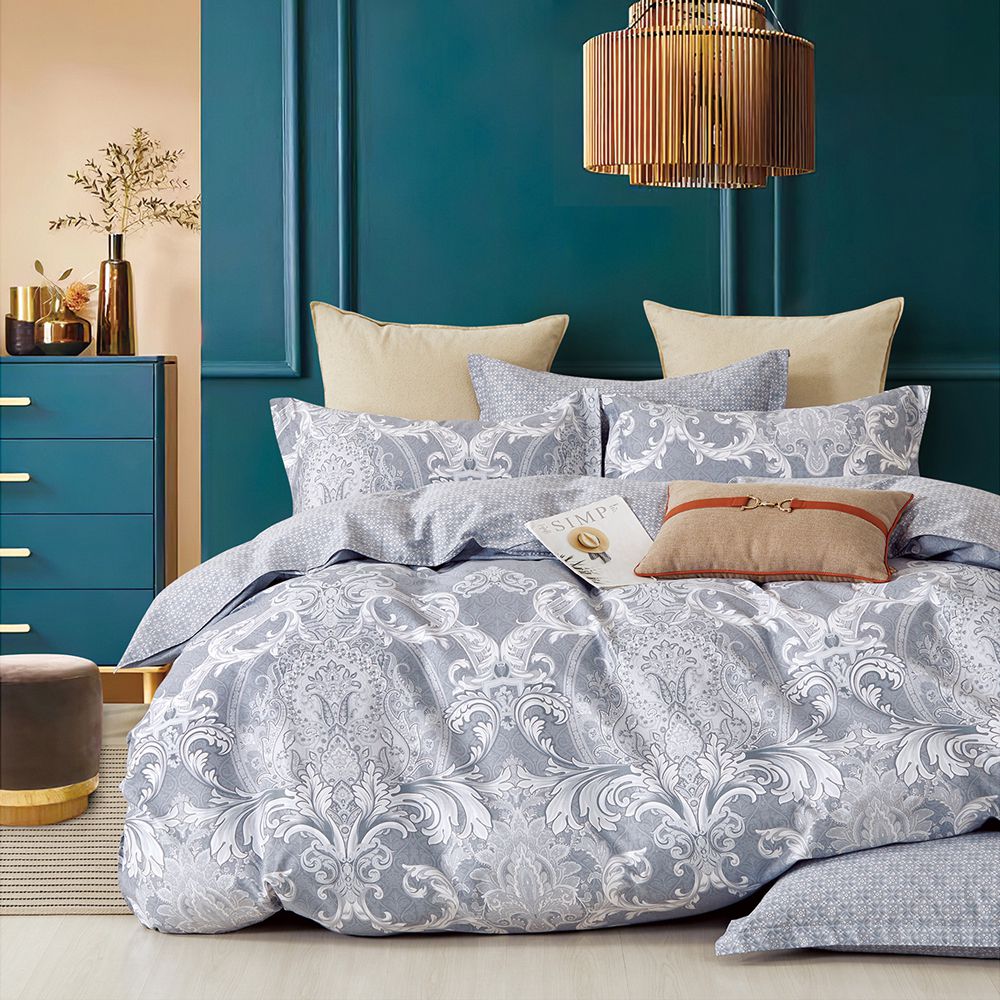 台灣製 極致純棉寢具組-萬象流影-加大三件式床包組