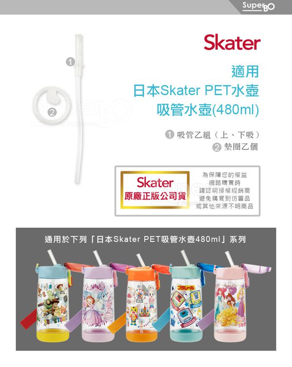 日本 SKATER - 兒童PET吸管水壺(480ml)-吸管用配件