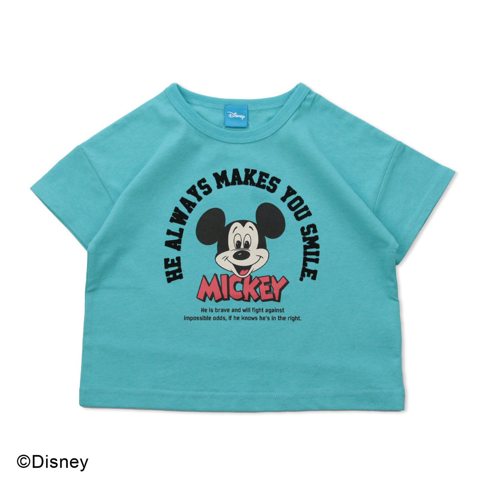 日本 Chil2 - 迪士尼聯名 印花短袖上衣-米奇笑臉-藍綠