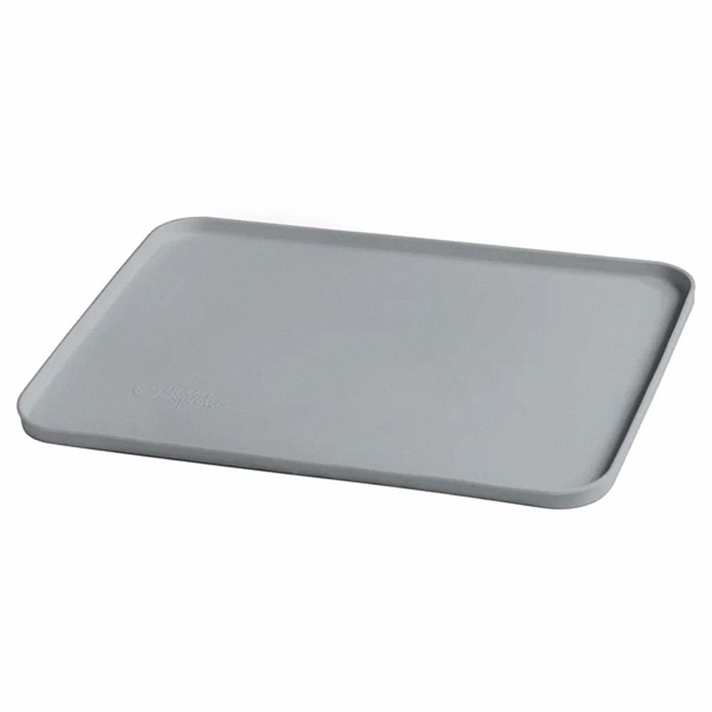 美國 green sprouts - 小綠芽超防滑寶寶學習吃飯矽膠耐熱學習餐盤/餐墊-灰色