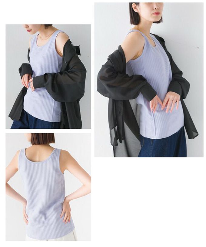 日本 OMNES - 直羅紋圓領無袖背心/內搭-卡其