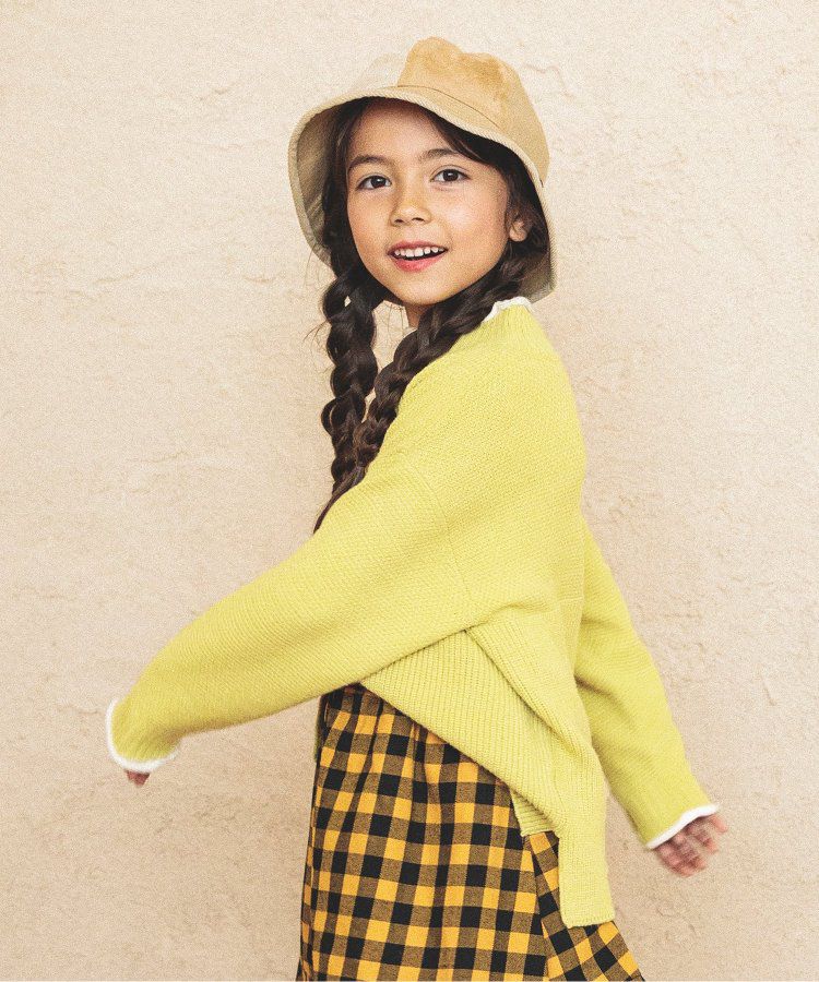 日本 BREEZE - 撞色滾邊落肩針織毛衣-粉x杏