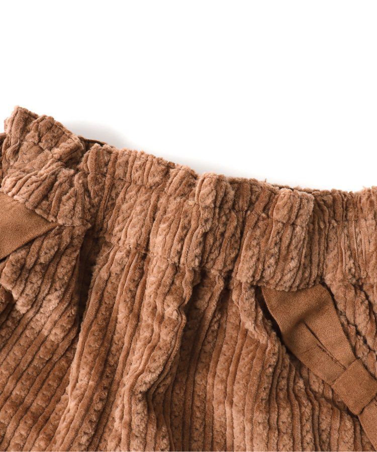 日本 apres les cours - 蝴蝶結口袋燈芯絨短褲-葡萄紫