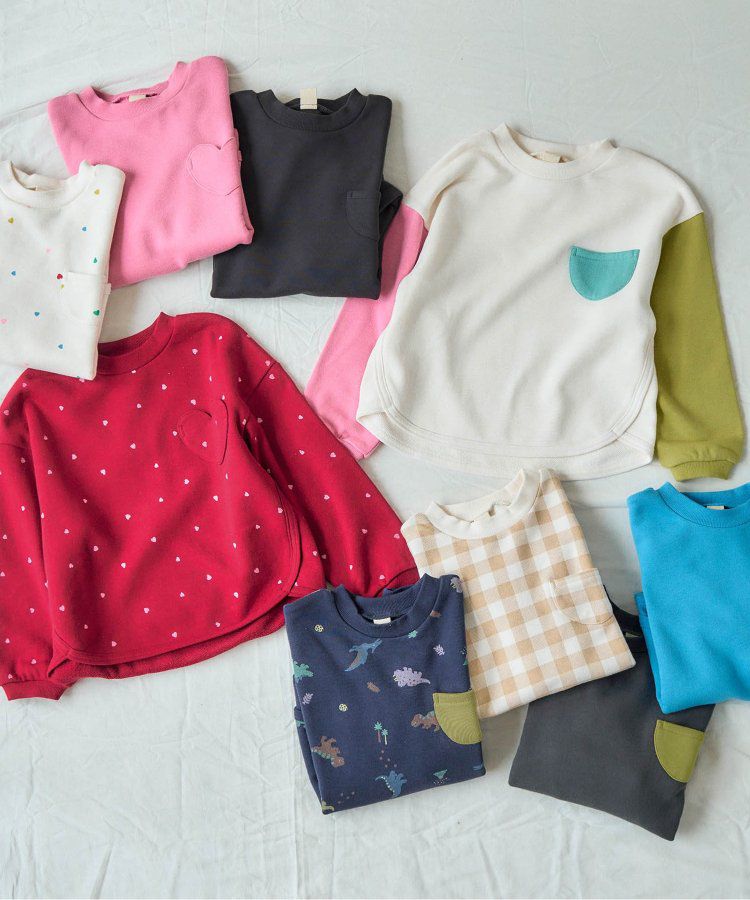 日本 apres les cours - [好評新色]圓領百搭裏毛長袖上衣-彩色愛心-象牙