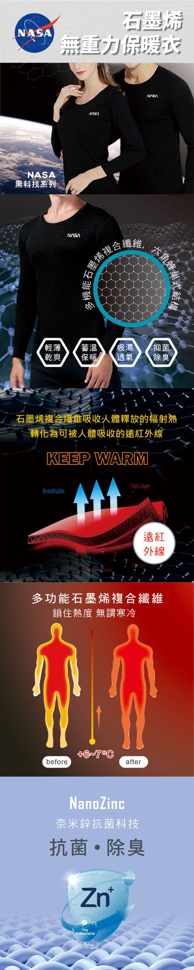 ELVIS 愛菲斯 - 石墨烯無重力保暖衣(男)