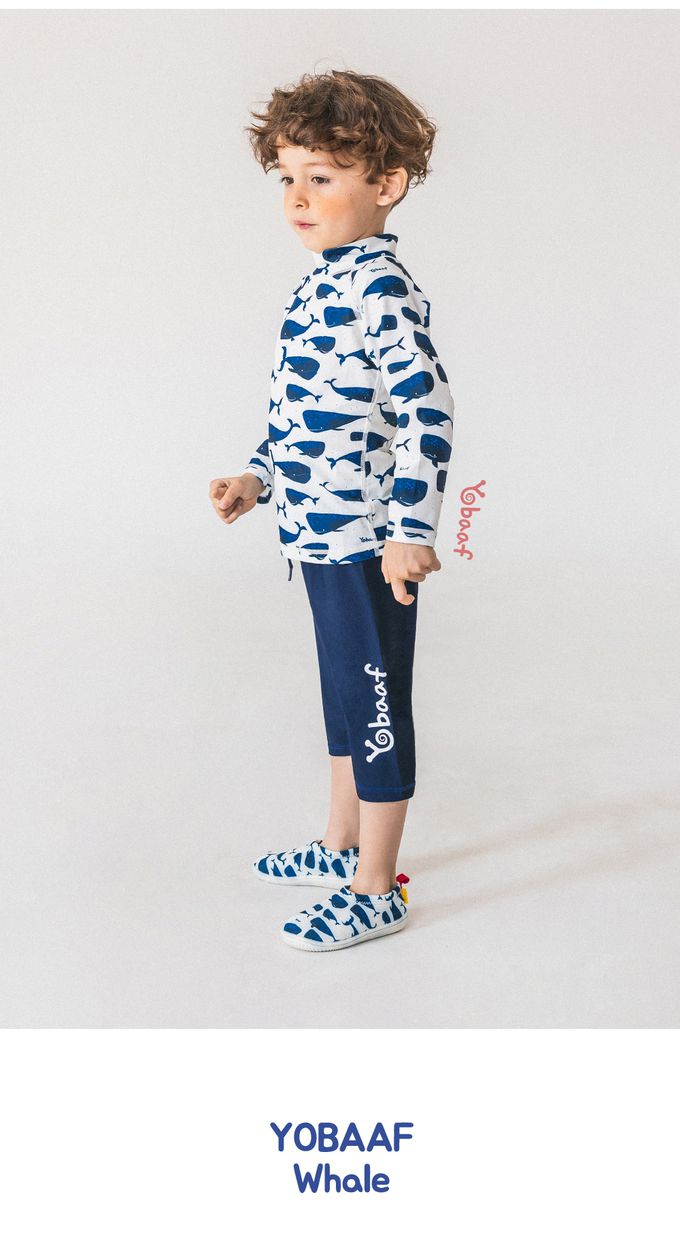 韓國 Yobaaf - UPF50+兒童兩件式防曬泳裝-悠遊鯨魚-直播專屬