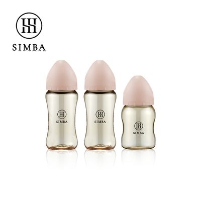 Simba 小獅王辛巴 - 蘊蜜鉑金PPSU寬口防脹氣奶瓶輕奢組(2中1小)-新生適用-栗粉