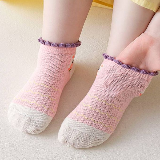 腳ㄚ子 - 幼/兒童透氣網眼襪 童襪 襪子 棉襪 兒童襪-粉色小桃
