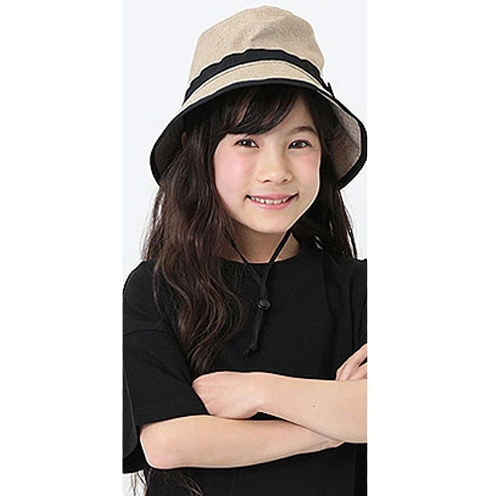 日本 devirock - 抗UV防曬兒童遮陽帽(附帽帶)-杏
