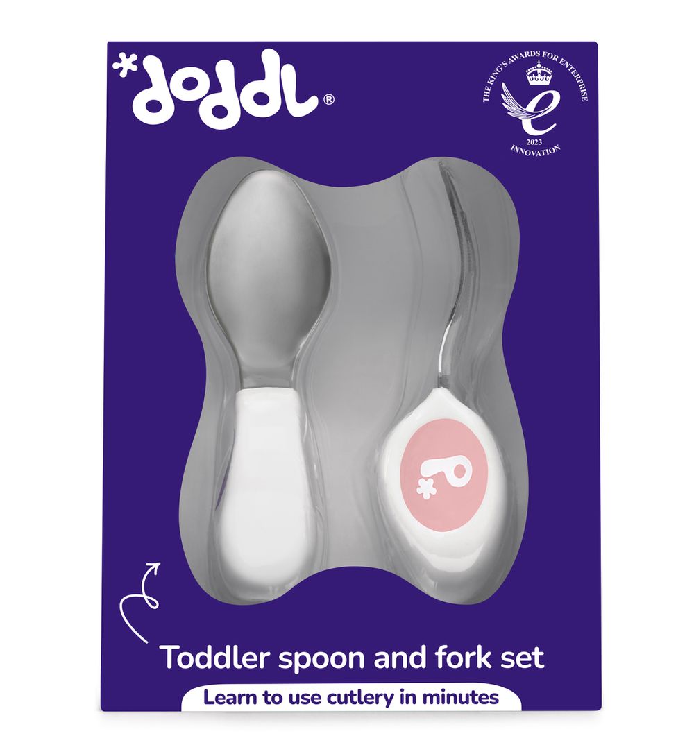 秒拾餐具 - 人體工學兒童學習餐具2件組-乾燥玫瑰