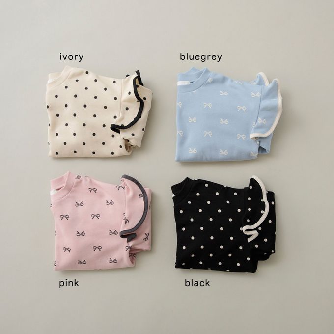 日本 BRANSHES - 俏麗QQ滿版印花長袖上衣-蝴蝶結-粉