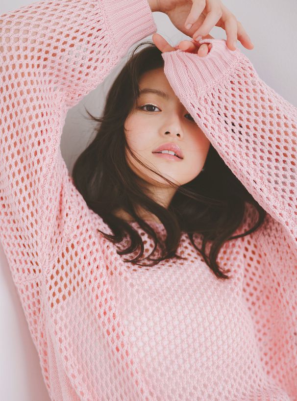 日本 GRL - 時尚鉤針洞洞罩衫/上衣-黃 (F)