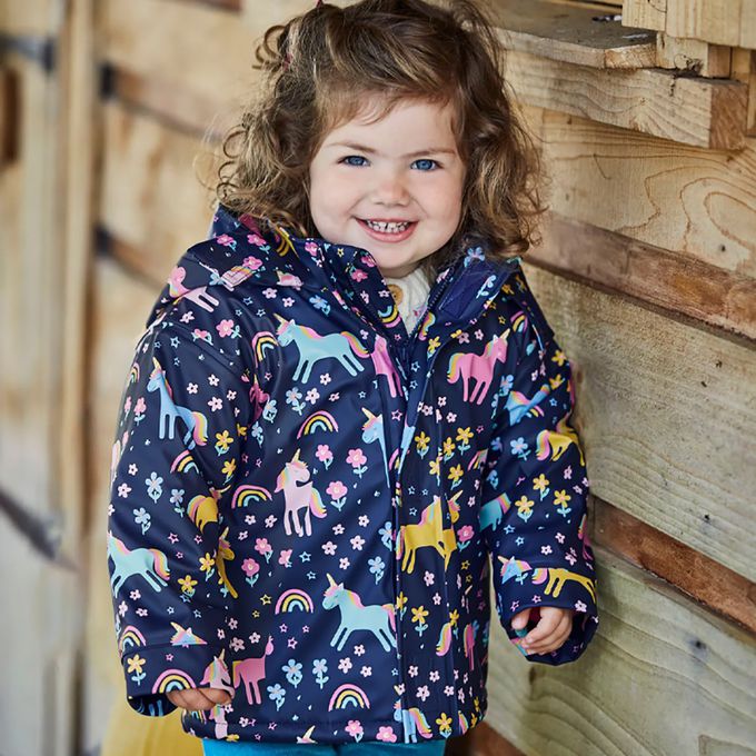 英國 JoJo Maman BeBe - 防雨/防風刷毛外套-獨角獸