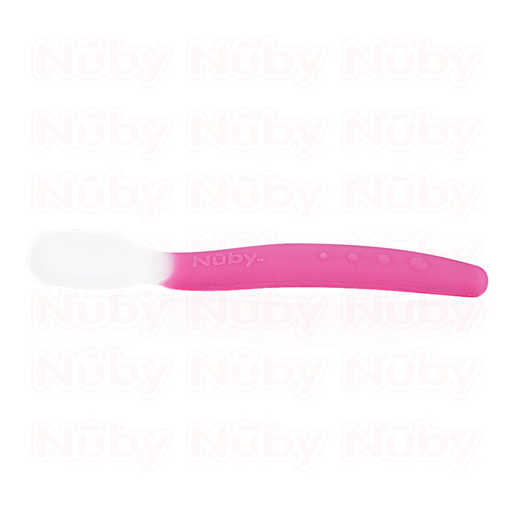 Nuby - 全矽膠湯匙(附盒)1入-粉