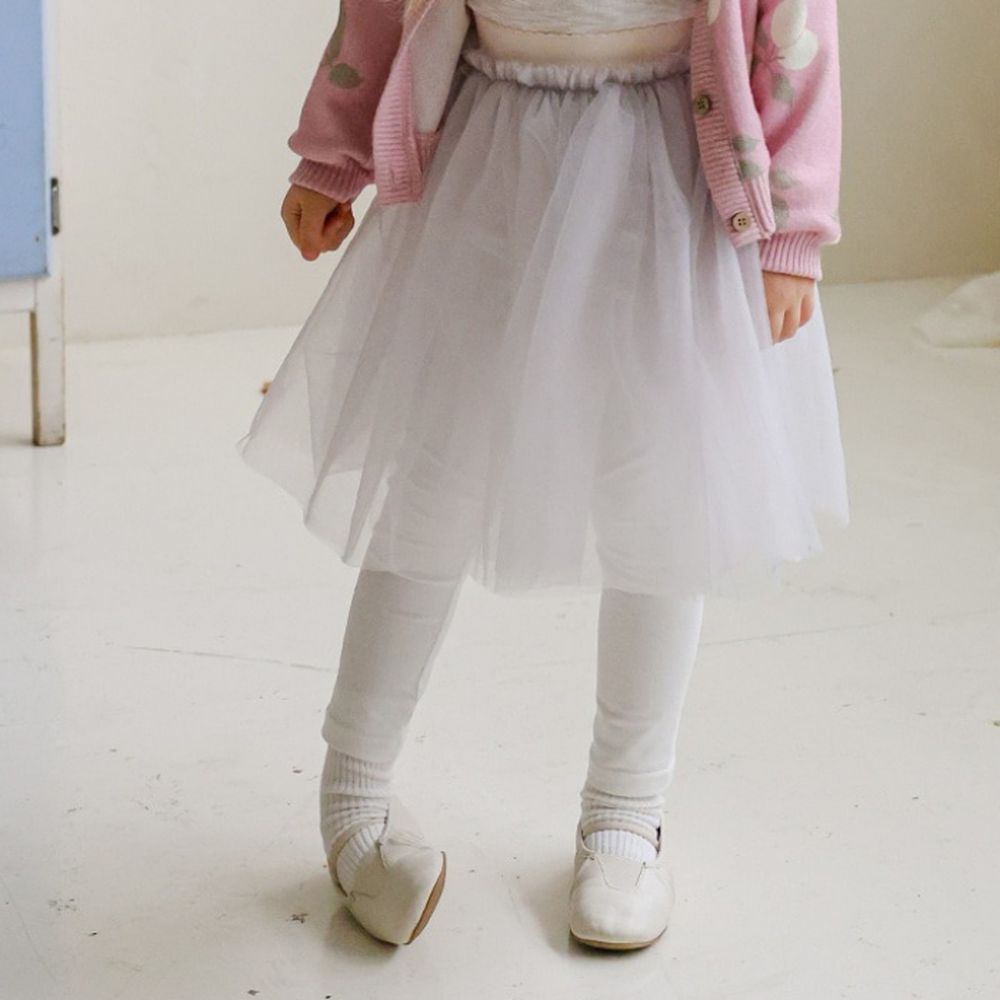 Puellaflo 鬆緊腰層次飄逸網紗裙內搭褲-藕灰