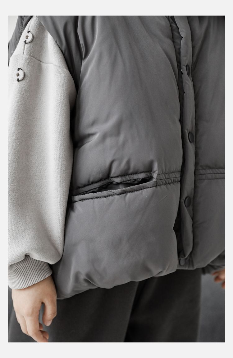 TONGMO - 鋪棉可拆卸玩偶保暖背心-小小恐龍-深灰色