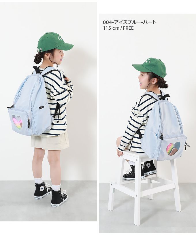 日本 devirock - 透明窗多格層大容量後背包-心型窗-黑 (37x28cm)