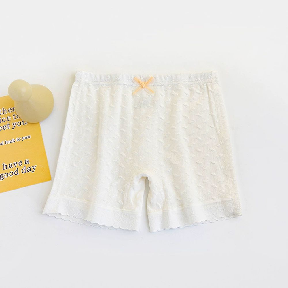 莫代爾三分內搭褲/安全褲-立體壓紋-白色