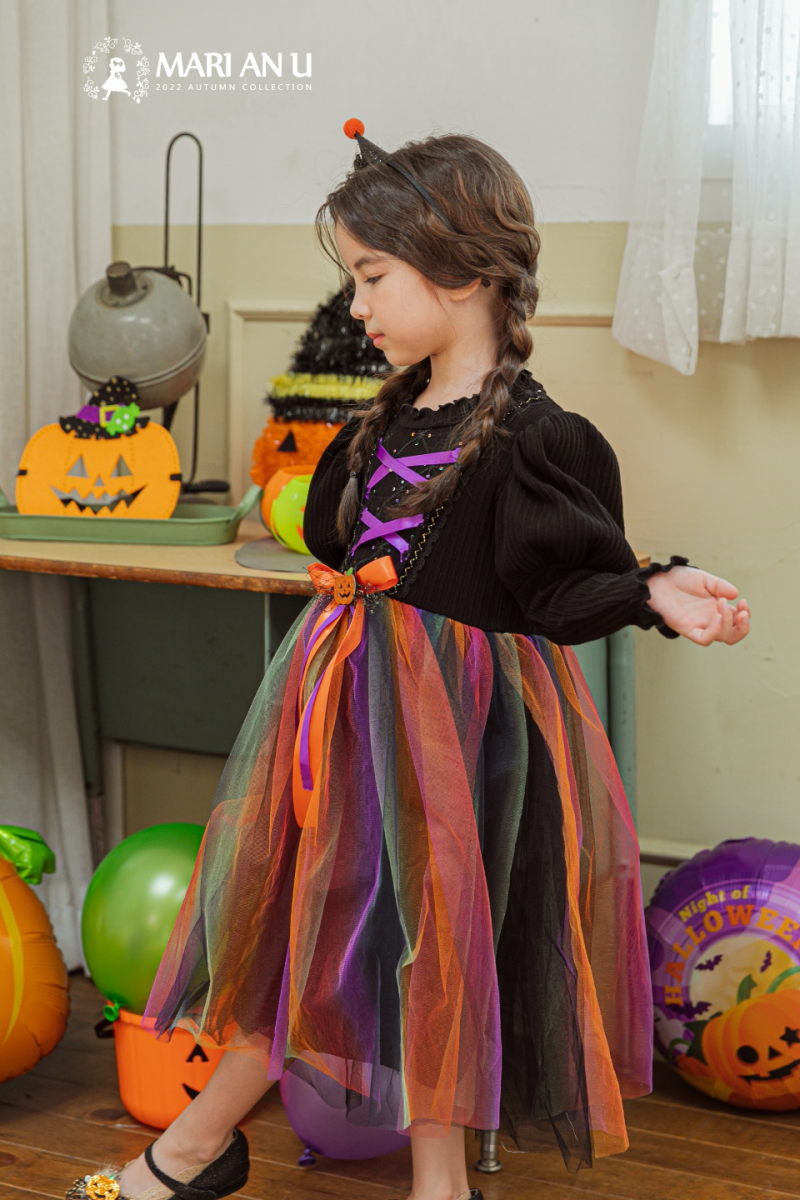韓國 Mari an u - 萬聖節多彩網紗魔女洋裝