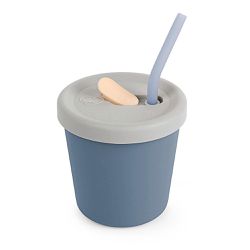 紐西蘭 HaaKaa - 矽膠水杯吸管組-藍色-150ml