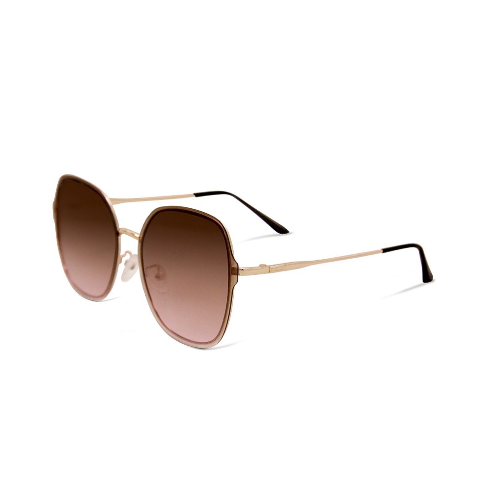 ALEGANT - 輕時尚漸層蜜糖玫瑰棕粉果凍透視金屬鏡框設計墨鏡│UV400太陽眼鏡