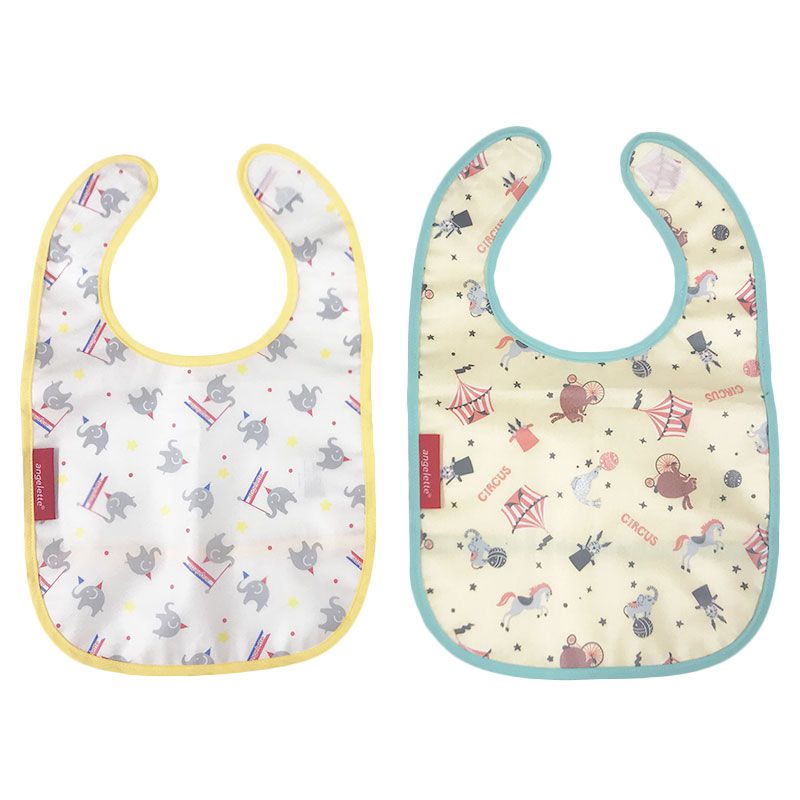 akachan honpo - angelette用餐圍兜 2件組-馬戲團&大象-象牙白色 (70cm～95cm)