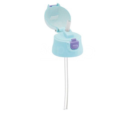 日本 SKATER - 兒童吸管不鏽鋼保溫瓶(360ml)-上蓋組(含吸管)-粉藍